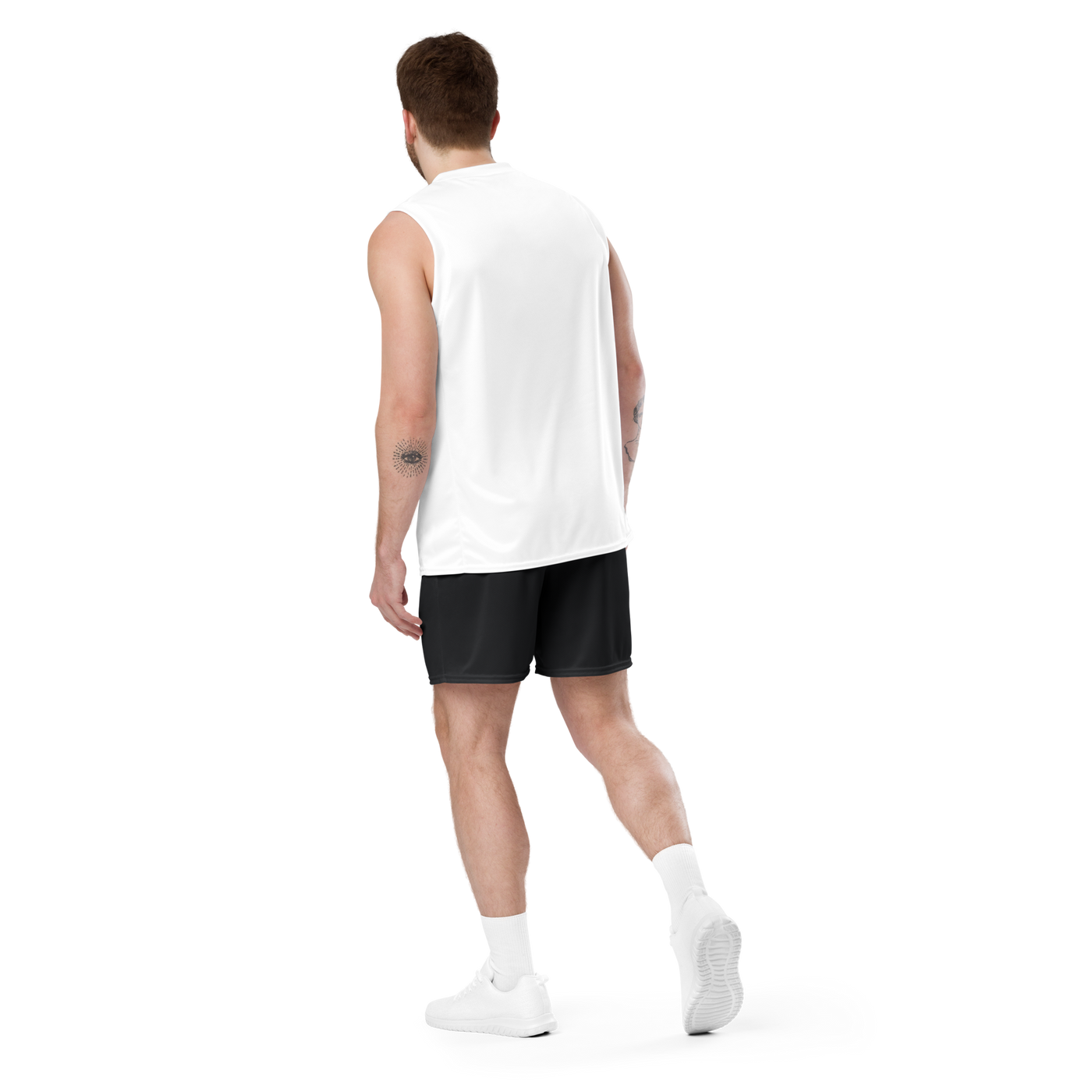 Mooners bitcoin basketball shorts, back view.