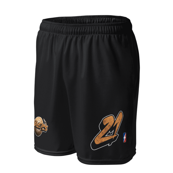 Unisex Bitcoin mesh shorts with basketball theme and breathable recycled polyester fabric