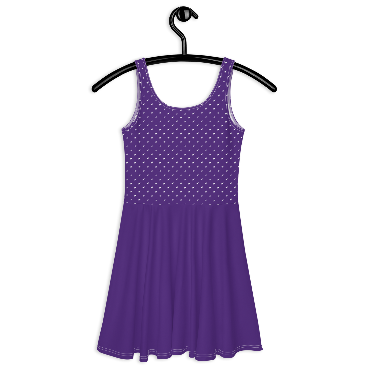 Back view of a purple nostr skater dress.