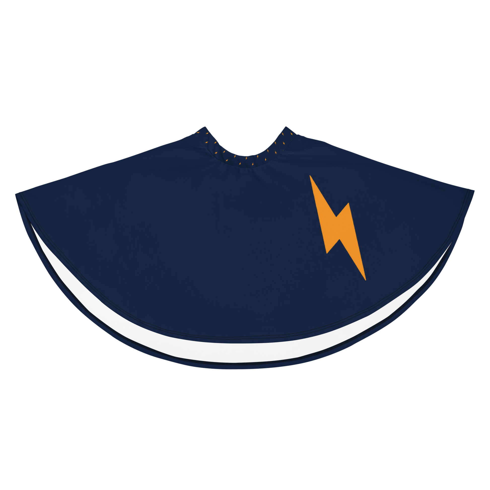 Front view of a navy blue bitcoin skirt.