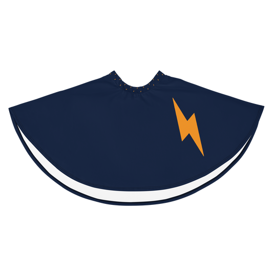Front view of a navy blue bitcoin skirt.