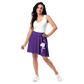 Front view of a woman wearing a purple nostr skirt.
