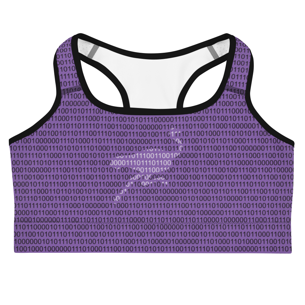 Front view of a purple nostr sports bra.