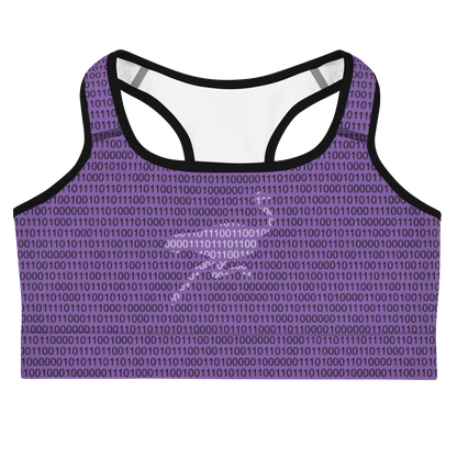 Front view of a purple nostr sports bra.