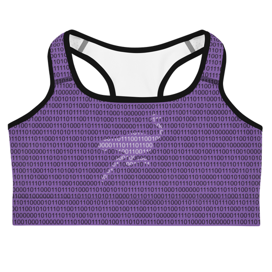 Front view of a purple nostr sports bra.