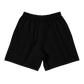 Back view of black bitcoin athletic shorts.