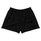 Back view of black bitcoin athletic shorts.