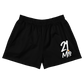 Front view of black bitcoin athletic shorts.