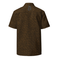 Certified Bitcoin Button Shirt with binary design, technology-inspired style