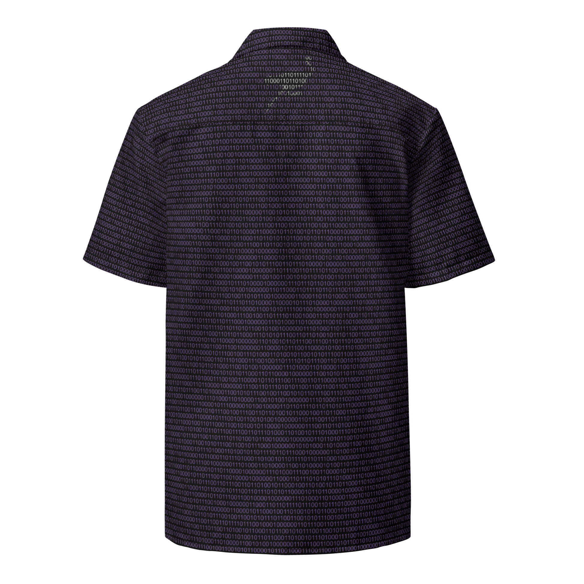 Back view of a black nostr button shirt.