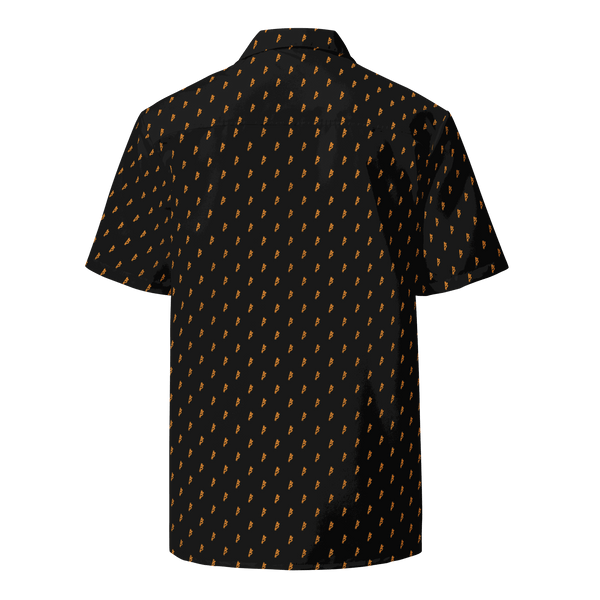 Bitcoin button shirt with Rebel B design and eco-friendly certifications