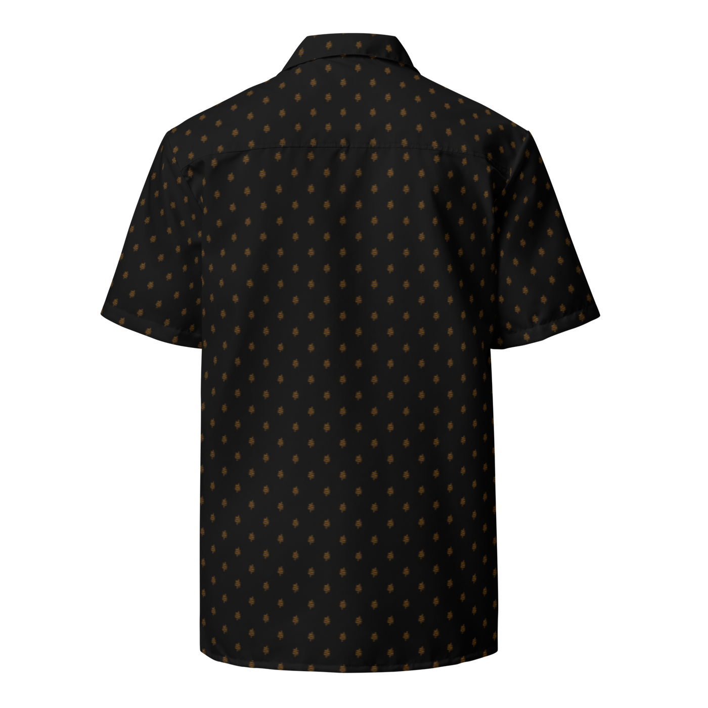 Sats Symbol bitcoin button shirt, back view.