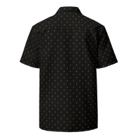 Sats Symbol bitcoin button shirt, back view.