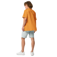 Bitcoin B bitcoin button shirt, back view.
