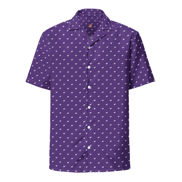 Certification logos for OEKO-TEX and GRS on Nostrich Purple Nostr Button Shirt product image