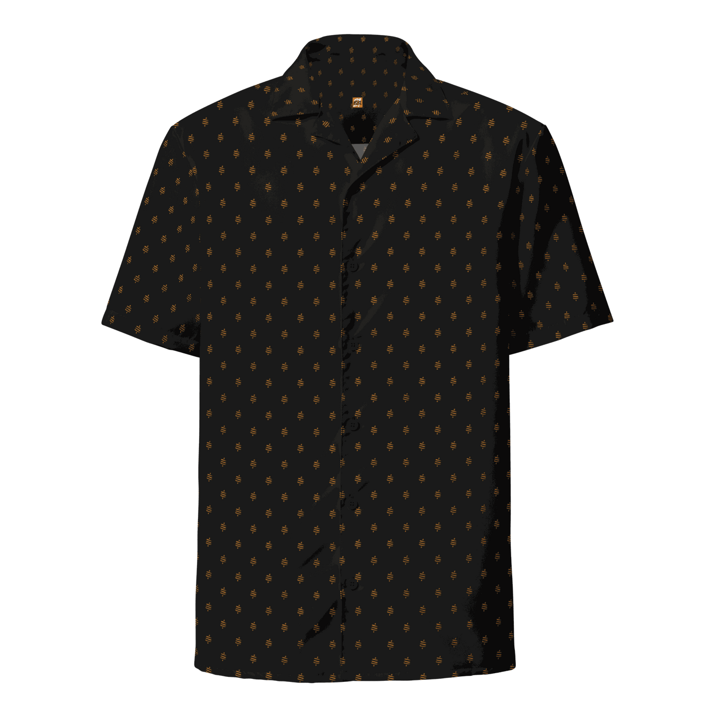 Sats Symbol and Bitcoin logo on sustainable button shirt certification badges