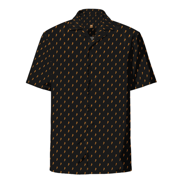 Rebel B Bitcoin button shirt with OEKO-TEX and GRS certification logos
