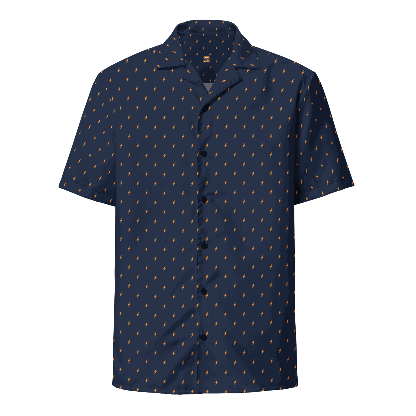 Lightning bitcoin button shirt featuring payment protocol logos and certifications