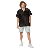 Bitcoin button shirt with Rebel B design, certified OEKO-TEX and GRS eco-friendly logos