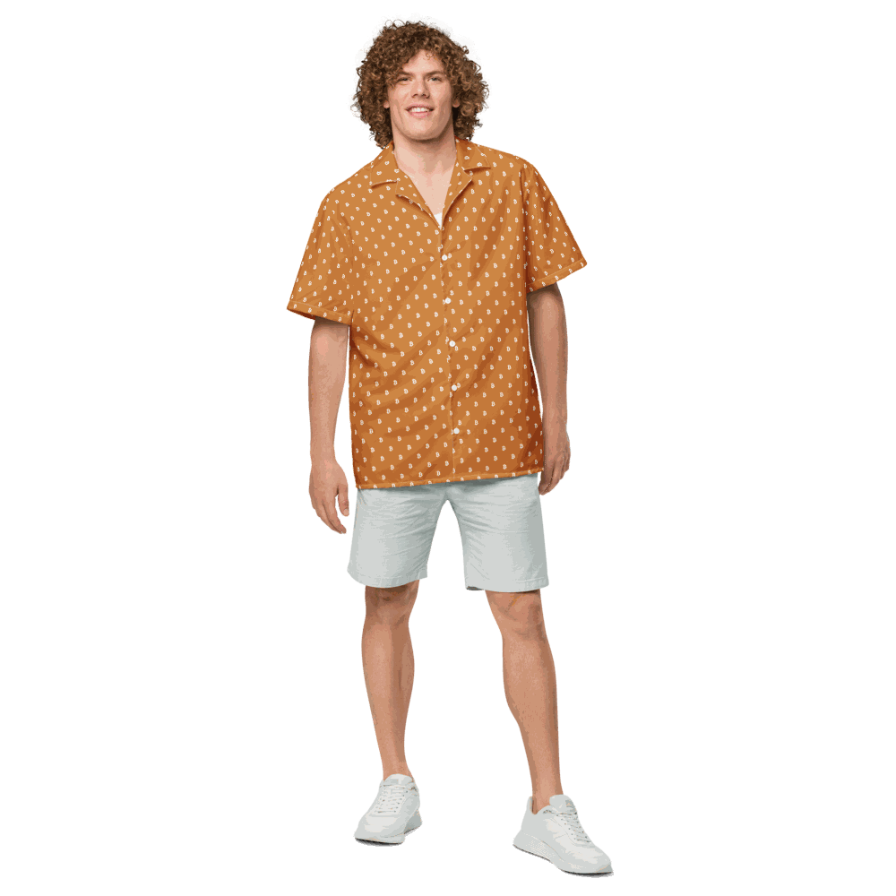 Bitcoin Button Shirt with certification logos OEKO-TEX and GRS