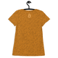 Back view of an orange bitcoin athletic shirt for women.