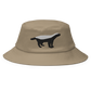 Front view of a khaki bitcoin bucket hat.