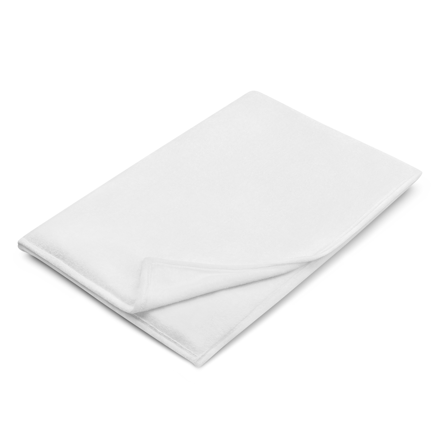 Einundzwanzig Bitcoin throw blanket folded on a white background, showing the printed front and the plain white reverse side.