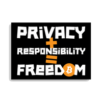 Bitcoin poster emphasizing privacy, responsibility, and freedom with museum-quality matte paper design