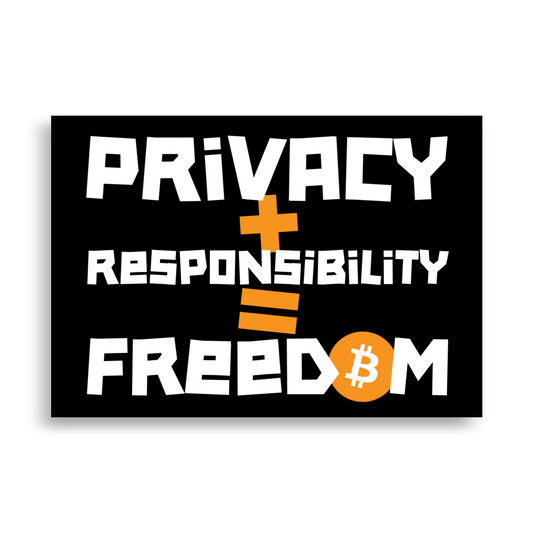 Front view of a black 70x100cm bitcoin poster.