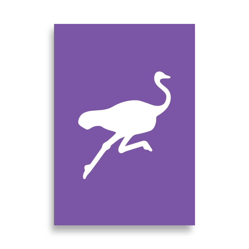 Nostr Poster featuring a stylized ostrich mascot on matte thick paper for room and office decor