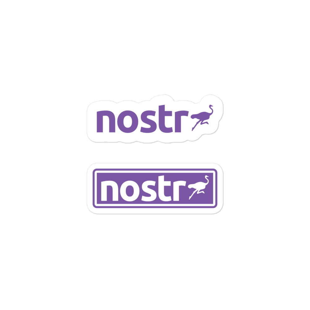 Front view of two nostr stickers