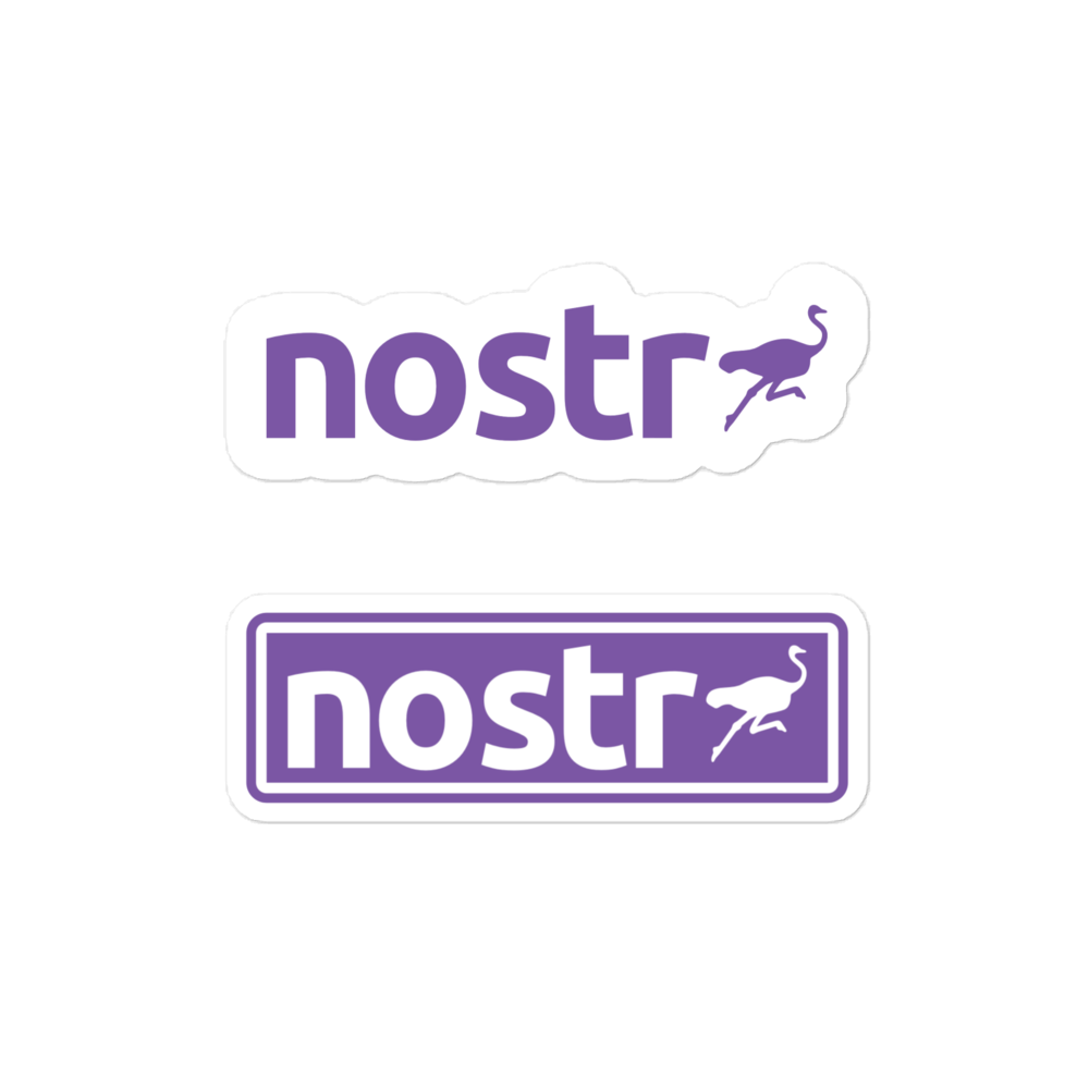 Front view of two nostr stickers