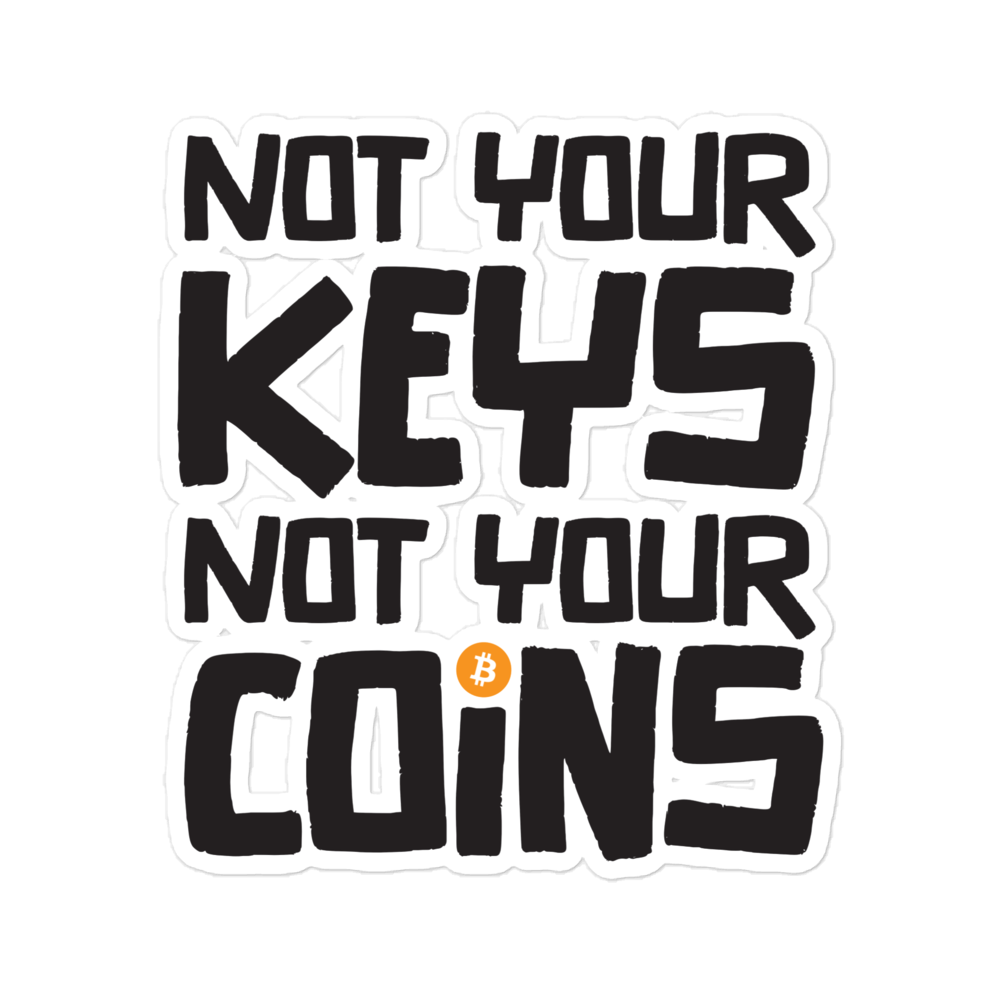 Fron view of a bitcoin sticker.