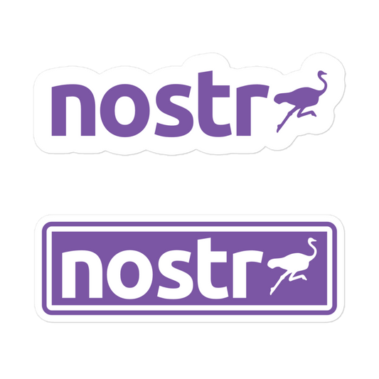Front view of two nostr stickers