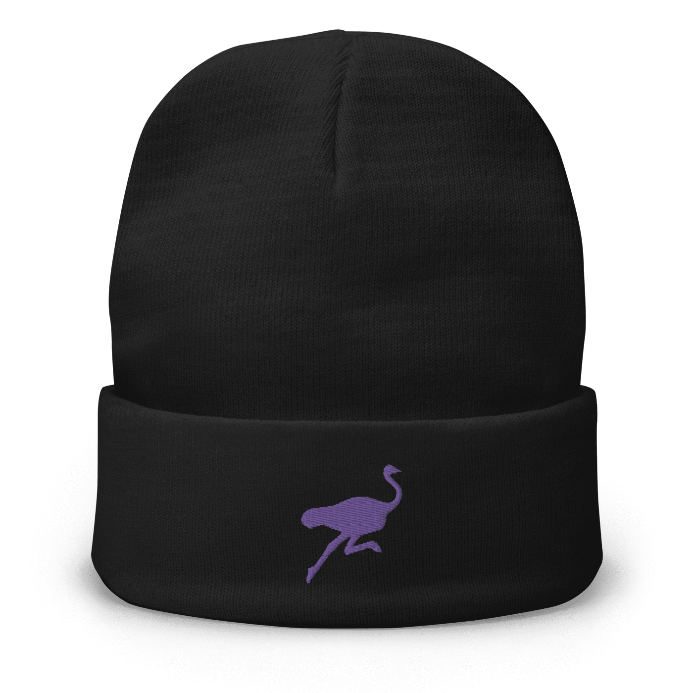 Embroidered Nostr Beanie featuring ostrich mascot with snug cotton blend fit