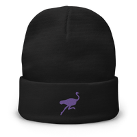 Embroidered Nostr Beanie featuring ostrich mascot with snug cotton blend fit