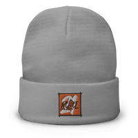Black embroidered Bitcoin beanie with snug fit and breathable cotton blend
