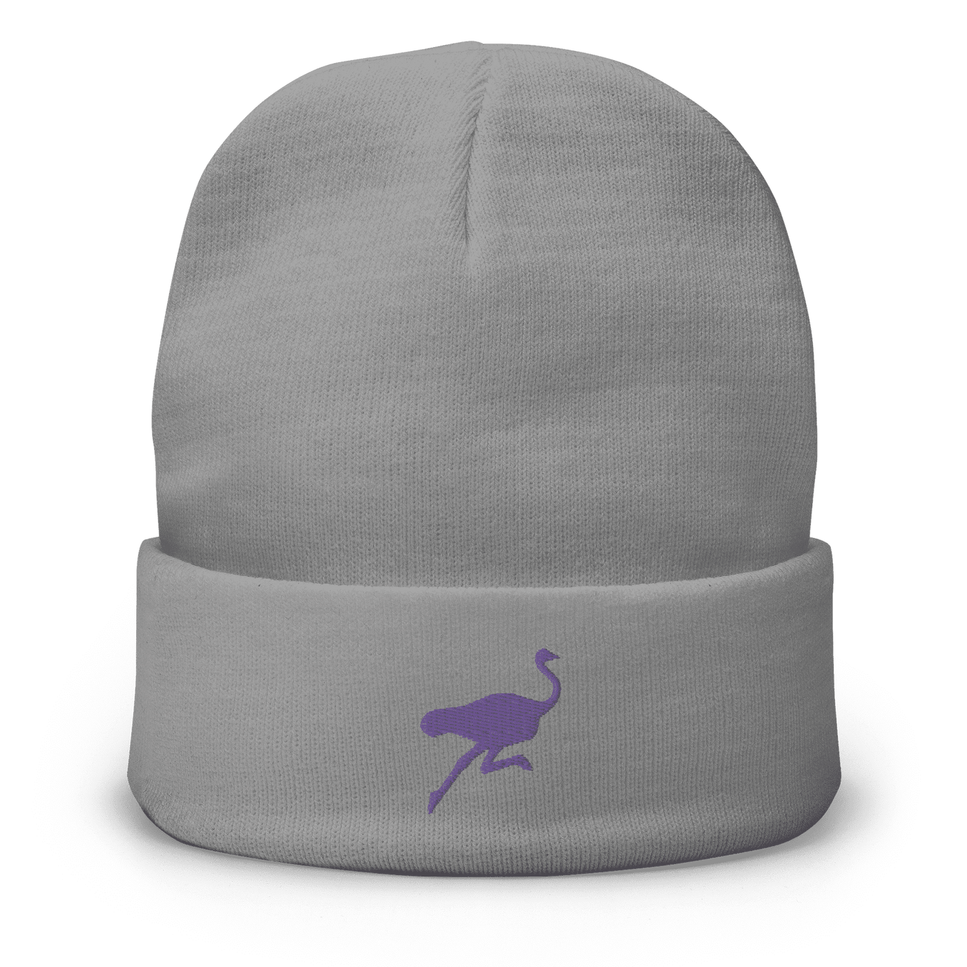 Front view of a grey nostr beanie.