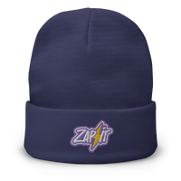 Front view of a navy colored nostr beanie.