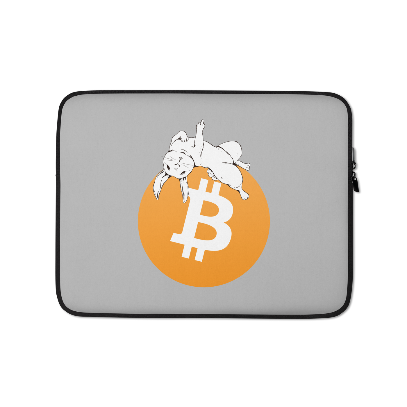 Bitcoin laptop sleeve with anti-fiat slogan, neoprene, padded, waterproof, and faux fur lined.