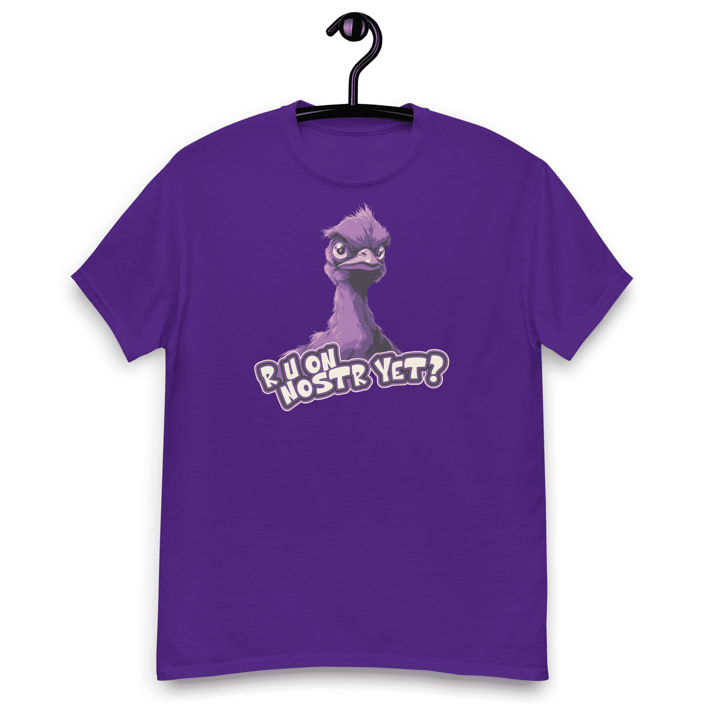 R u on Nostr yet? | Lila Nostr T-Shirt für Männer