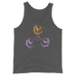 Front view of a asphalt colored bitcoin tank top.