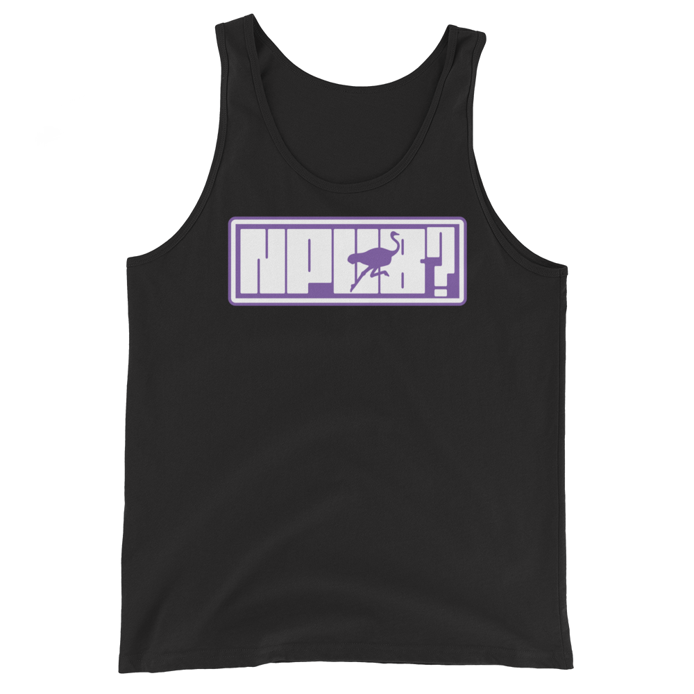 Front view of a black nostr tank top.