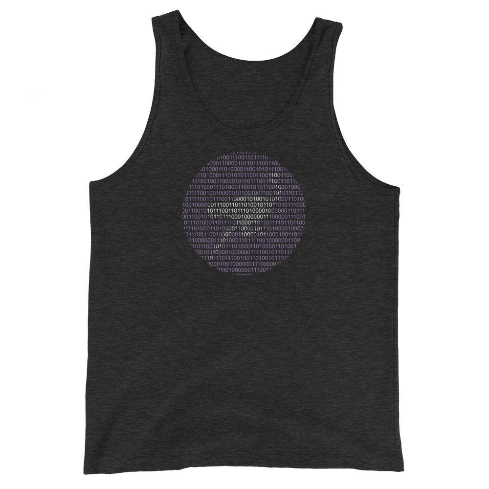 Front view of a charcoal black nostr tank top.