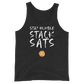 Front view of a charcoal black bitcoin tank top.