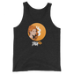 Front view of a charcoal black bitcoin tank top.