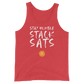 Front view of a red triblend bitcoin tank top.