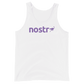 Front view of a white nostr tank top.