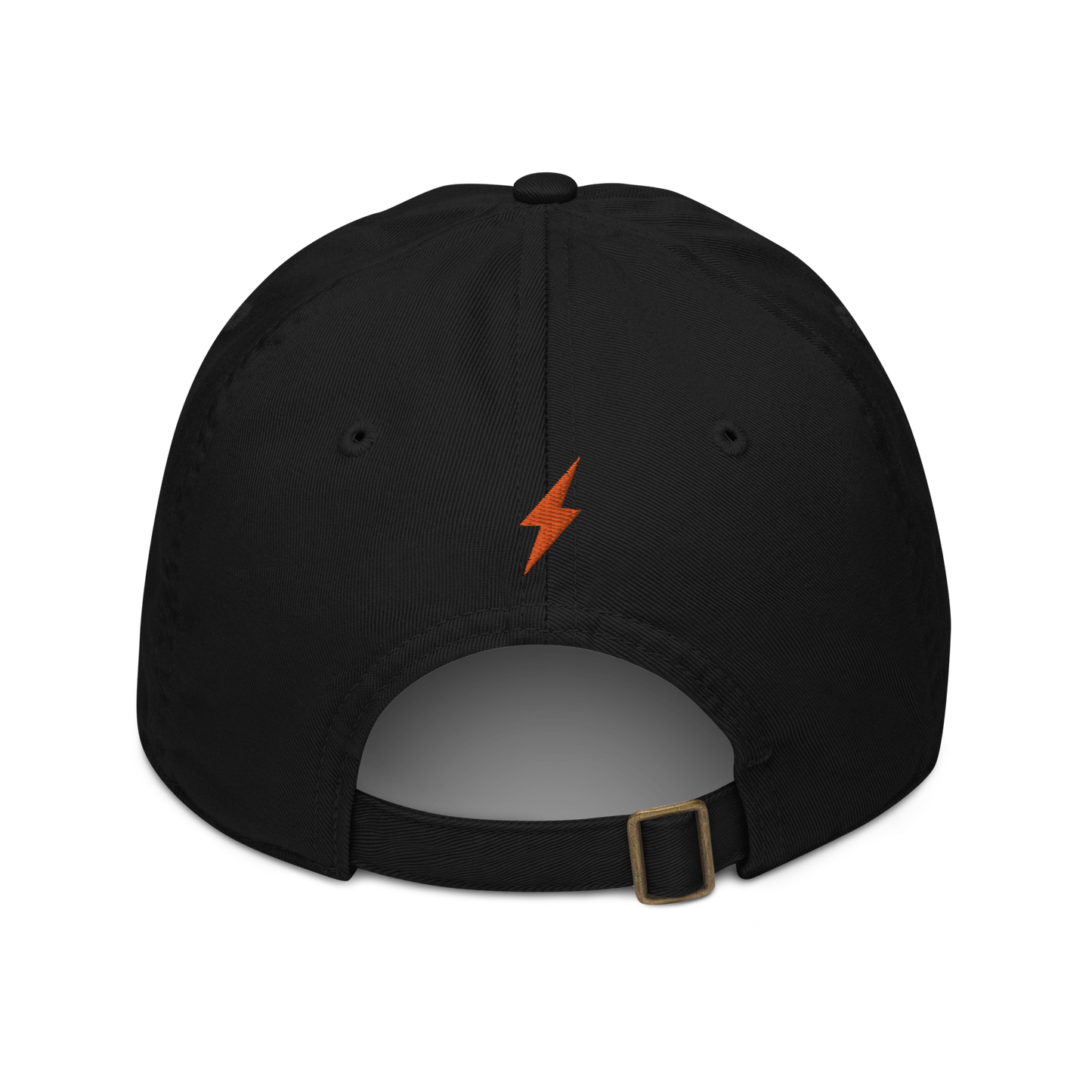 Back view of a black bitcoin dad hat.