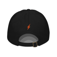 Back view of a black bitcoin dad hat.